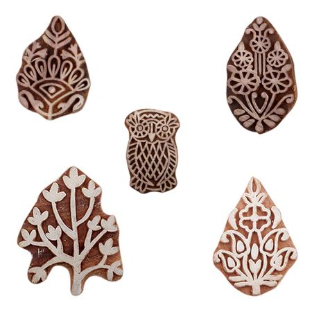 Set of 5 Piece New Mix Wooden Printing Blocks